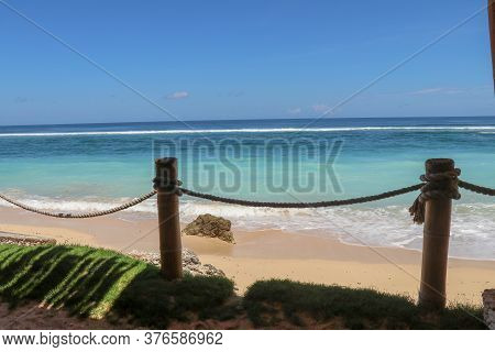 Outdoor Restaurant At The Beach. Cafe On The Beach, Ocean And Sky. View To Beach From Bar In Bali, I