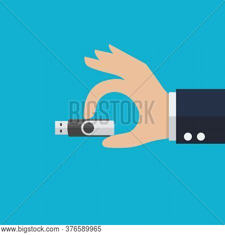 Usb Flash Drive Icon. Flat Style With Long Shadow Icon. Vector Illustration