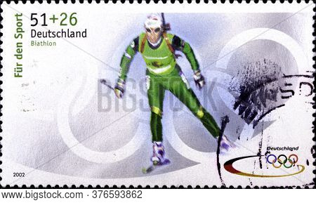 02 08 2020 Divnoe Stavropol Territory Russia The Postage Stamp Germany 2002 Winter Olympic Games - S