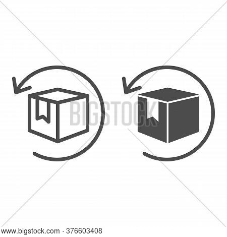 Box With Arrow Line And Solid Icon, Logistics Concept, Commodity Turnover Sign On White Background, 