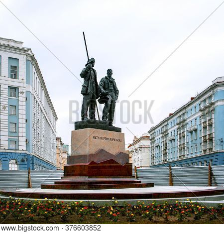 Norilsk, Russia - July, 16, 2020: Monument To Norilsk Metallurgists.