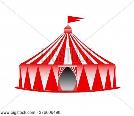 Vector Illustration Of A Red And White Circus Tent, Banner, Template, Billboard, Ticket, Poster.