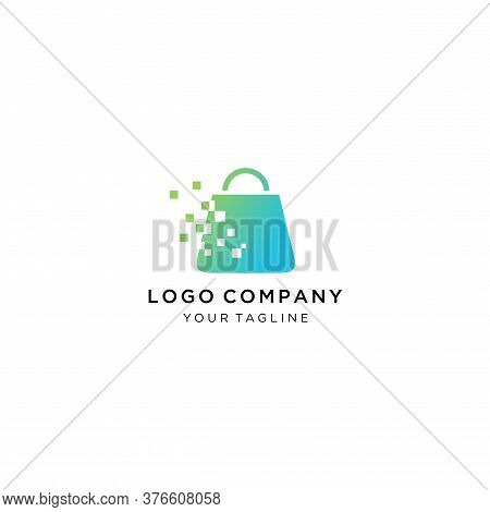 Tech Shop Logo Template Vector, Online Shop Logo Designs Template, Computer And Shopping Bag Logo Ve