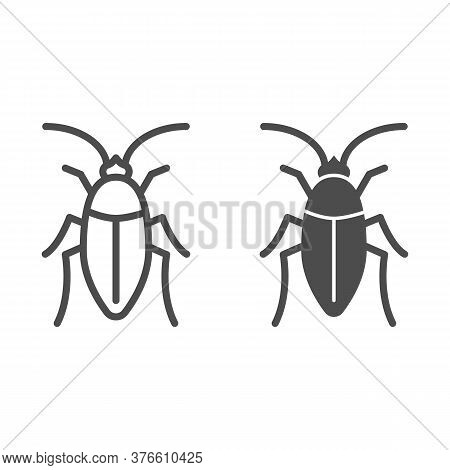Cockroach Line And Solid Icon, Pests Concept, Beetle Sign On White Background, Roach Icon In Outline