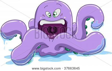 Polpo viola con acqua