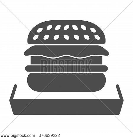 Hamburger Solid Icon, Fast Food Concept, Beefburger Sign On White Background, Burger Sandwich Icon I