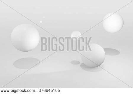 Realistic Spherical 3D Background Image Abstract White Background A White Ball Floating On The Scene