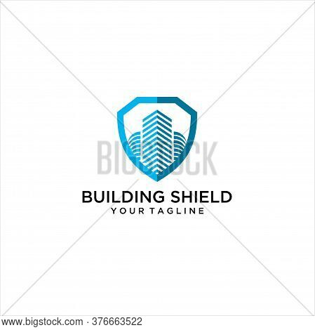 Vector Logo Design Template. City Secure. Building, Construction, Architecture. Shield Building Logo