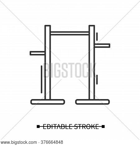 Pull Up Bar Icon. Athletics And Workout Home Gym Equipment Linear Pictogram. Concept Of Pullup And A
