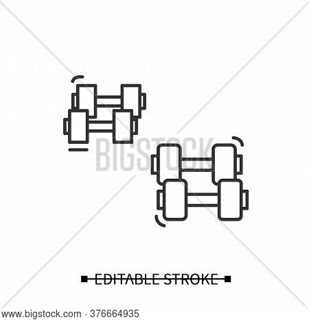 Dumbbells Icon. Light And Heavy Soft Touch Bar Bells Linear Pictogram. Concept Of Home Gym And Worko