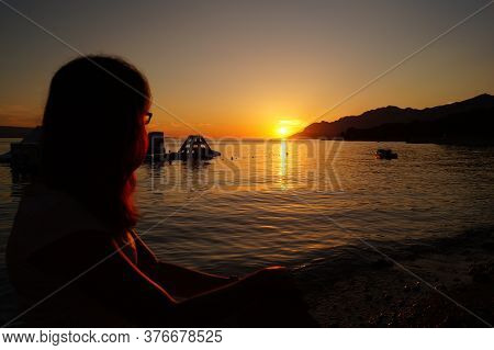 Relaxation At Beautiful Croatia's Beach, Lovely Sunset