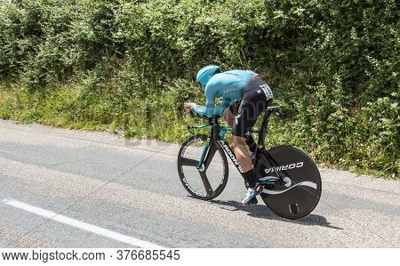 Bourgoin-jallieu, France - 07, May, 2017: The Danish Cyclist Michael Valgren Of Team Astana Riding D