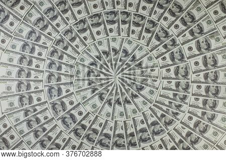 Group Of Money Stack Of 100 Us Dollars Banknotes A Lot Of Is Arranged In A Beautiful Circle