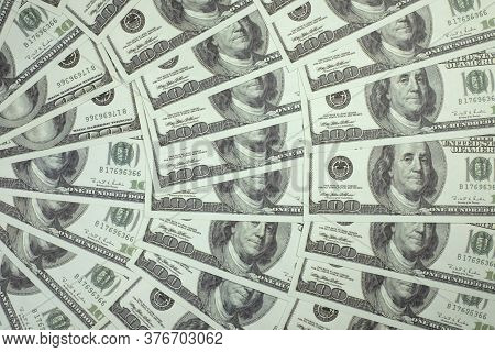 Group Of Money Stack Of 100 Us Dollars Banknotes A Lot Of Is Arranged In A Beautiful