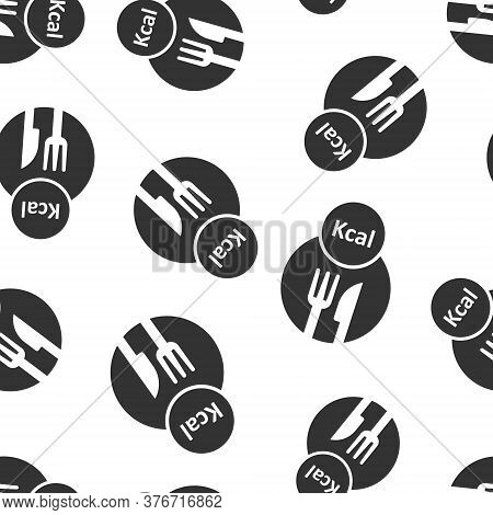 Kcal Icon In Flat Style. Diet Vector Illustration On White Isolated Background. Calories Seamless Pa