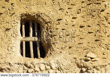 Old Clay House Detail, Bars In Window