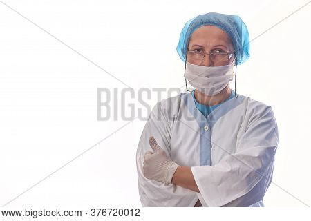 Doctors, Infectionist, Research And Covid19 Concept. Satisfied Young Female Doctor Receive Good Resu