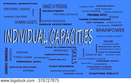 Individual Capacities Word Displayed With Multiple Related Words Cloud On Vector Abstract Text Illus