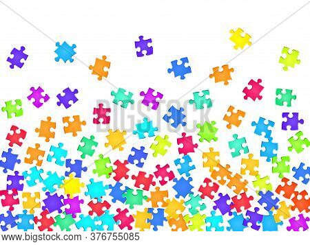 Abstract Mind-breaker Jigsaw Puzzle Rainbow Colors Pieces Vector Background. Group Of Puzzle Pieces 