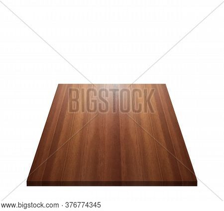 Perspective View Wooden Wall Material Burr Surface Texture Pattern Dark Brown Color On White Backgro