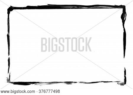 Black Grunge Frame Isolated On White Background.