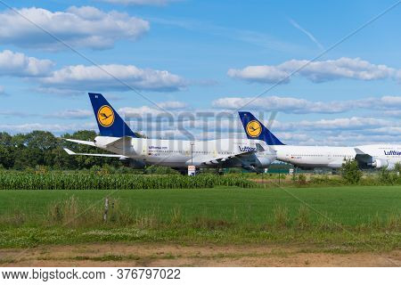Enschede, Netherlands - July 12, 2020: Boeing 747-400 Airplanes Stalled During The Corona Crisis On 