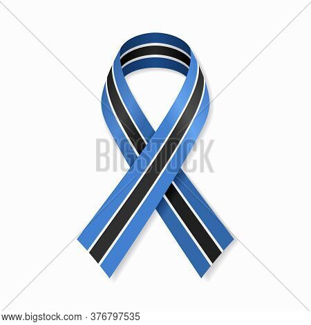 Botswanan Flag Stripe Ribbon On White Background. Vector Illustration.