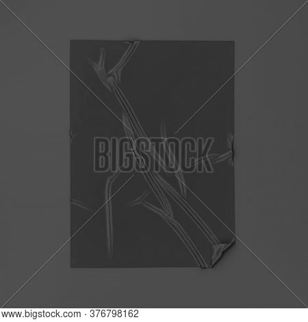 Adhesive Poster Or Sticker On A Surface Mockup. 3d Illustration