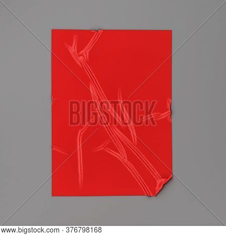 Adhesive Poster Or Sticker On A Surface Mockup. 3d Illustration