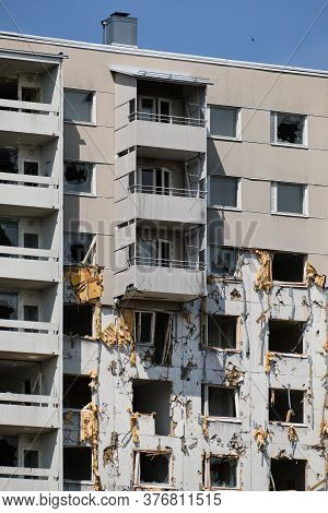 The Demolition Apartment Building In Espoo, Finland.