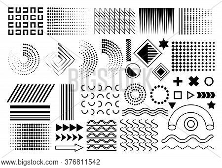 Black Set Of Memphis Design Elements, Memphis Geometric Simple Isolated Graphic Elements Collection 