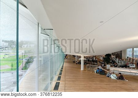 Helsinki, Finland - July 1, 2020: The Interior Of The Brand New Oodi Library. Oodi Library In Top 10
