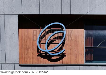 Espoo, Finland - July 12, 2020: Espoo City Logo On The Facade Of The Building.