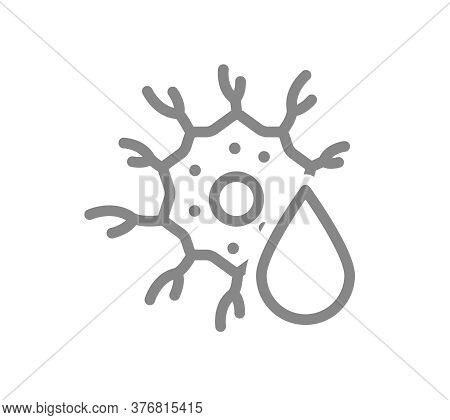 Nerve Cell With Drop Line Icon. Neural Tissue, Neurotransmitters Symbol