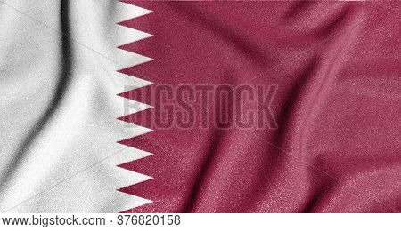 National Flag Of The Qatar. The Main Symbol Of An Independent Country. Flag Of Qatar.