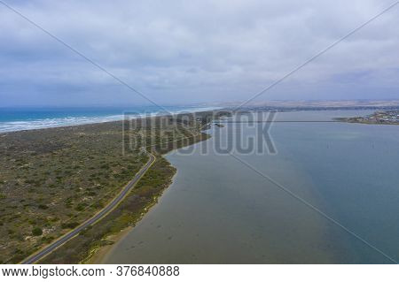 Aerial View Of The Estuary At The Mouth Of The River Murray In Regional Australia