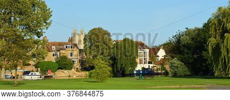 View Of St Neots From The Regatta Meadow Including The River Ouse And St Marys Chuch Tower,