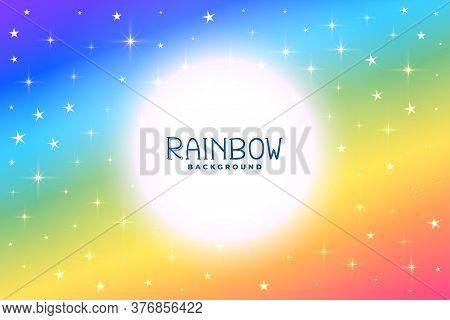 Colorful Rainbow Background With Stars And Sparkles Vector Design Illustration