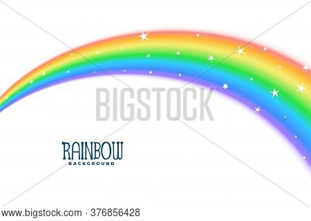 Wavy Curve Rainbow With Stars Background Vector Design Illustration
