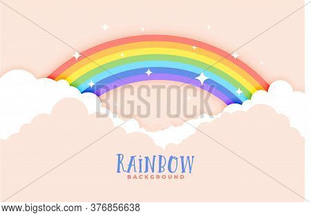 Cute Rainbow And Clouds Pink Background Vector Design Illustration