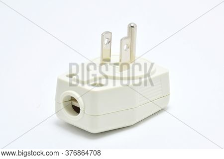 White Plug 3 Prong Used For Air Conditioner Unit Appliance
