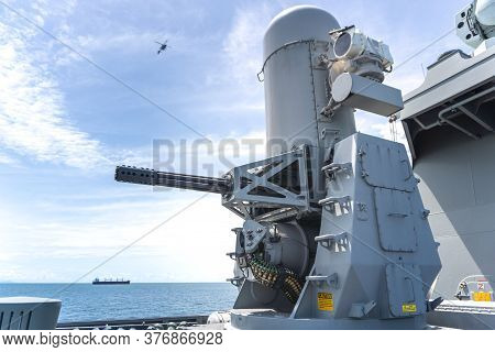 Chonburi, Thailand - July 9, 2020:  Phalanx, The Close-in Weapon System Or Ciws, The Weapon For Air 