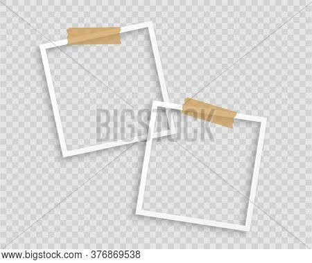 Photo Frames With Tape On Transparent Background