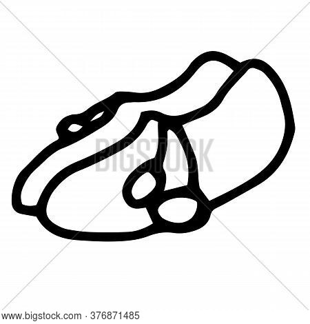 Hand Drawing Short Knitted Socks. Simple, Minimal Clothes Picture. For Greeting Cards, Children Colo
