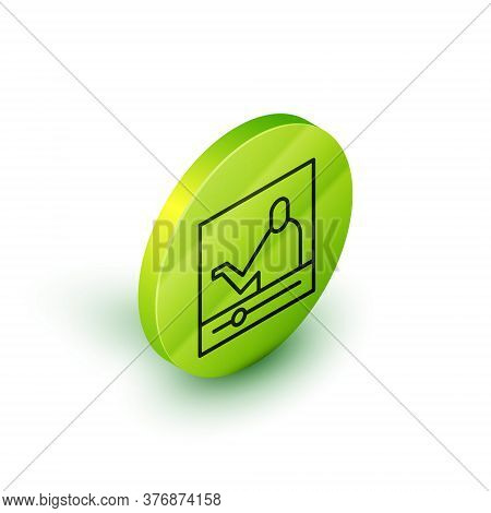 Isometric Line Online Education And Graduation Icon Isolated On White Background. Online Teacher On 