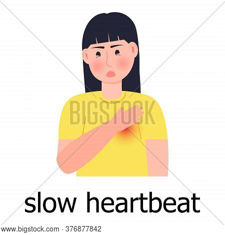 Slow Heartbeat Icon Vector. Health Concept Of Hypotension And Hypertension Disease. Symptoms Of Bloo