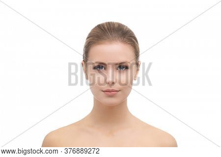 Face of a beautifyl girl. Plastic surgery, skin lifting, spa, cosmetics and medicine.