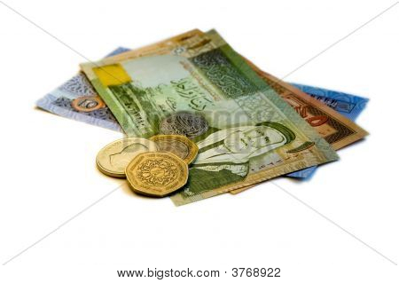 Jordansk Dinar (Jod) på hvid