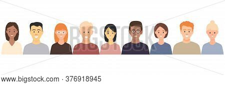 Diverse Multicultural Group Of People Standing Together (europian, Asian, American). Human Social Di