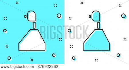 Black Line Gear Shifter Icon Isolated On Green And White Background. Transmission Icon. Random Dynam